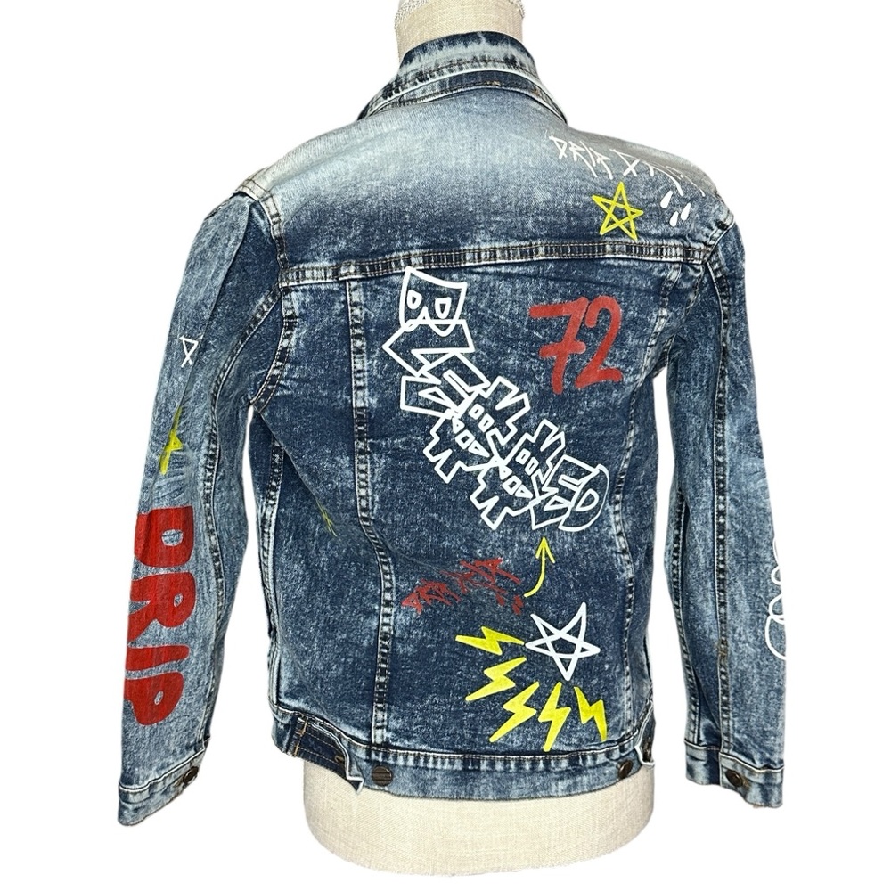 FWRD Graffiti Denim Jacket LG Hip Hop Unity‎ Culture Dream Evolve 90's Y2K